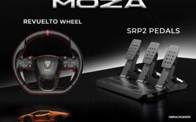 MOZA Racing: Volante oficial Lamborghini Revuelto y nuevos platos y bielas SRP2